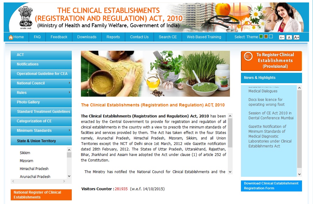 Clinical Establishments (Registration and Regulation) Act, 2010 Clinical Establishments (Registration and Regulation) Act, 2010